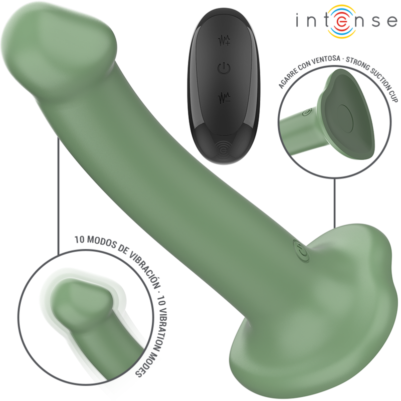 VIBRADOR INTENSO BECCA CON VENTOSA, 10 VIBRACIONES, COLOR VERDE, CONTROL REMOTO