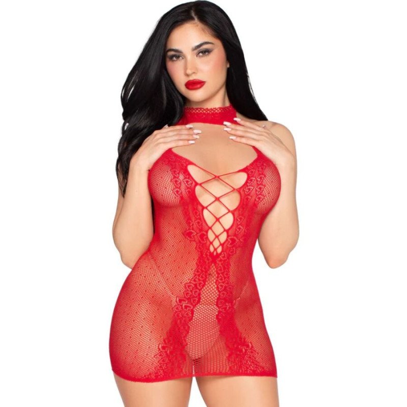 LEG AVENUE - 81675 MINIVESTIDO HALTER ROJO - TALLA ÚNICA