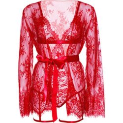 LEG AVENUE - 86123 CONJUNTO DE TEDDY + BATA CON LIGUEROS ROJO TALLA M
