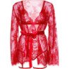 LEG AVENUE - 86123 CONJUNTO DE TEDDY + BATA CON LIGUEROS ROJO TALLA M