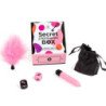 JUEGO SECRETO - CAJA DE PLACERES PARA PAREJAS: DADOS + BALA VIBRADORA + PLUMA DE PLUMAS