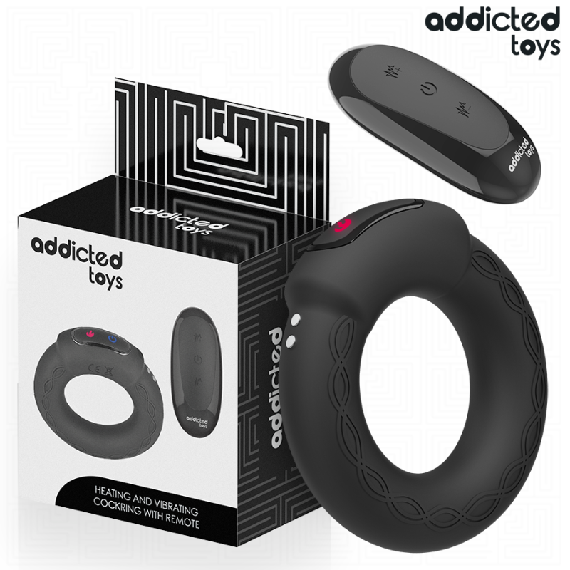 JUGUETES PARA ADICTOS - ANILLO VIBRATORIO PARA PENE CON EFECTO DE CALOR Y CONTROL REMOTO