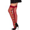 LEG AVENUE - 1957 MEDIAS CON LIGUERO Y FLORES ROJAS - TALLA ÚNICA