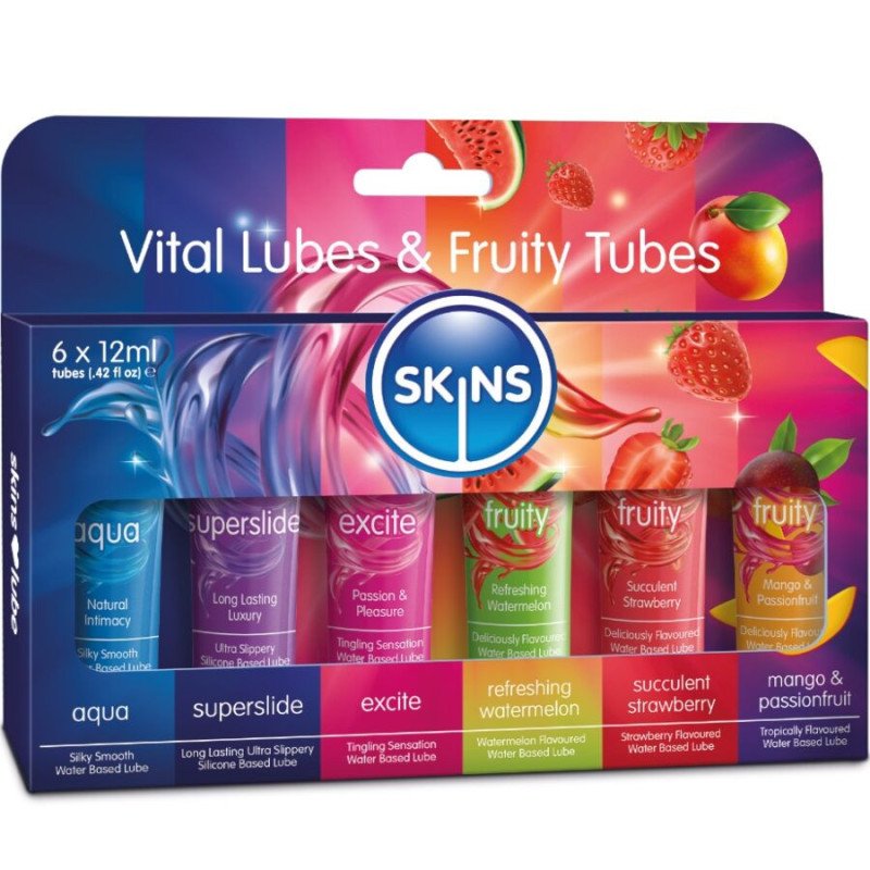 SKINS - KIT DE LUBRICANTES VITAL Y FRUTAL 6 x 12 ML