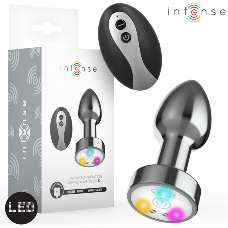INTENSO - TAPÓN ANAL METÁLICO VIBRATORIO CON LUCES LED Y CONTROL REMOTO - TALLA S