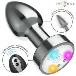 INTENSO - TAPÓN ANAL METÁLICO VIBRATORIO CON LUCES LED Y CONTROL REMOTO - TALLA S