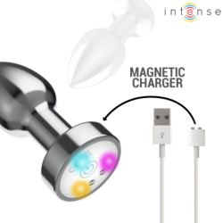 INTENSO - TAPÓN ANAL METÁLICO VIBRATORIO CON LUCES LED Y CONTROL REMOTO - TALLA M