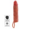GET REAL - FUNDA VIBRADORA DE SILICONA PARA PENE CON PIEL HIDRATADA, COLOR CARAMELO, 20 CM