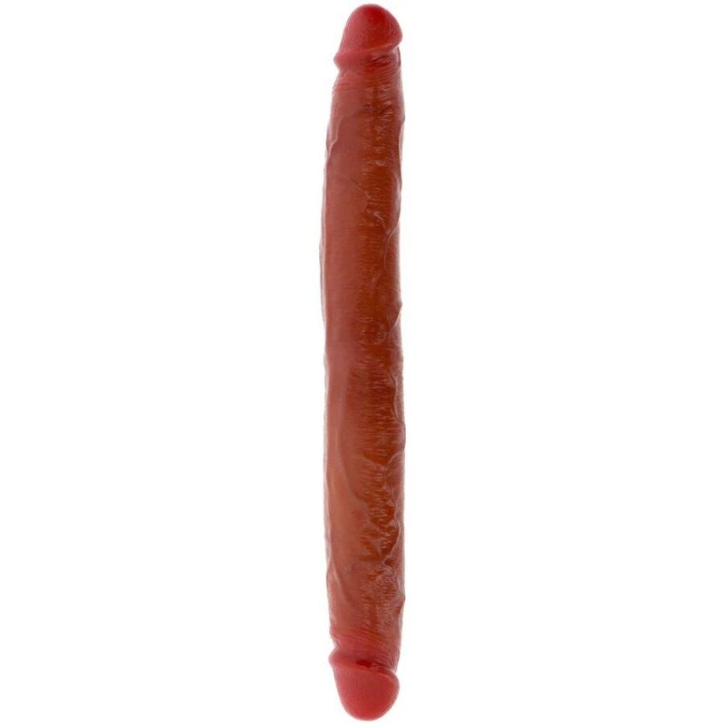GET REAL - DILDO DE SILICONA DE DOBLE EXTREMO COLOR CARAMELO 35 CM