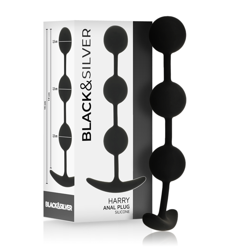 BLACK&SILVER - ROSARIO ANAL HARRY 3 ESFERAS DE SILICONA 14 CM
