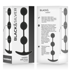 BLACK&SILVER - ROSARIO ANAL HARRY 3 ESFERAS DE SILICONA 14 CM