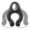 BLACK&SILVER - ANILLO VIBRADOR DE SILICONA RECARGABLE CON 3 MOTORES, COLOR NEGRO