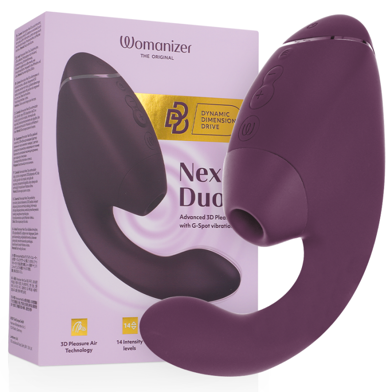 WOMANIZER - DUO NEXT ESTIMULADOR DOBLE DE CLITORAL Y PUNTO G MORADO OSCURO