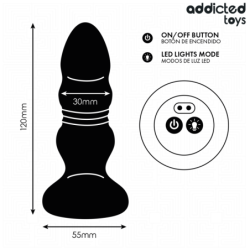JUGUETES PARA ADICTOS - TAPÓN ANAL VIBRATORIO CON EMPUJE, LUZ LED Y CONTROL REMOTO