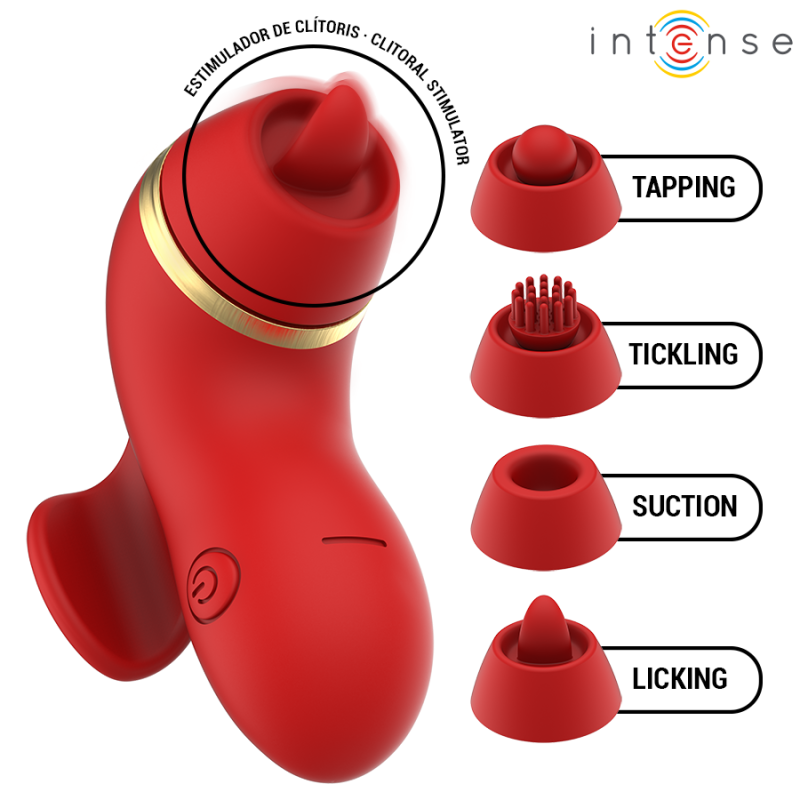 INTENSO - ESTIMULADOR DE PATTY CON 4 CABEZALES, SUCCIÓN, GOLPES, COSQUILLAS Y LAMIDAS