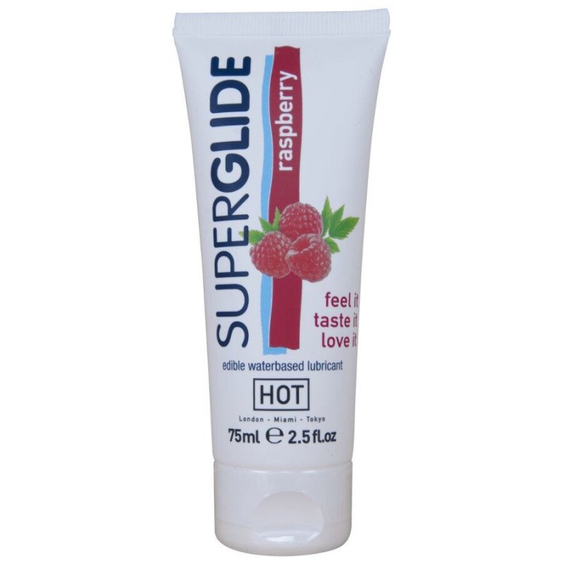 HOT - SUPERGLIDE LUBRICANTE COMESTIBLE A BASE DE AGUA CON SABOR A FRAMBUESA 75 ML