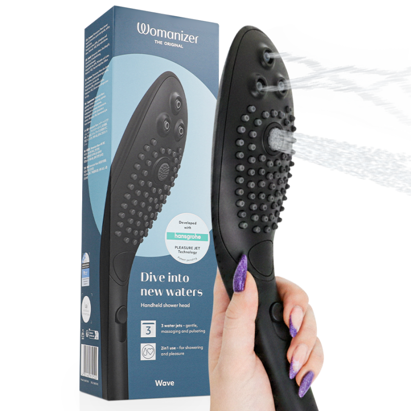 WOMANIZER - CABEZAL DE DUCHA ESTIMULANTE CLÍTORAL ONDULADO NEGRO