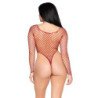 LEG AVENUE - 89377 BODYSUIT DE RED INDUSTRIAL DE CORTE ALTO ROJO - TALLA ÚNICA