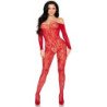 LEG AVENUE - 89366 BODY DE LENCERÍA DE ENCAJE ROJO - TALLA ÚNICA