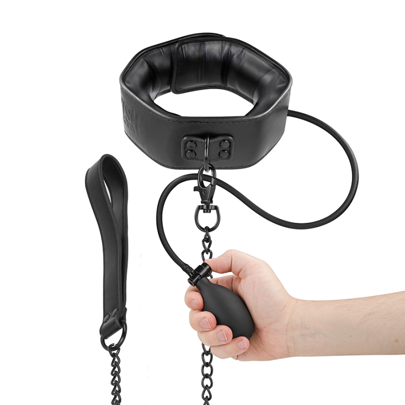 FETICHE SUMISO BONDAGE - COLLAR DE ESTRANGULACIÓN INFLABLE CON CADENA