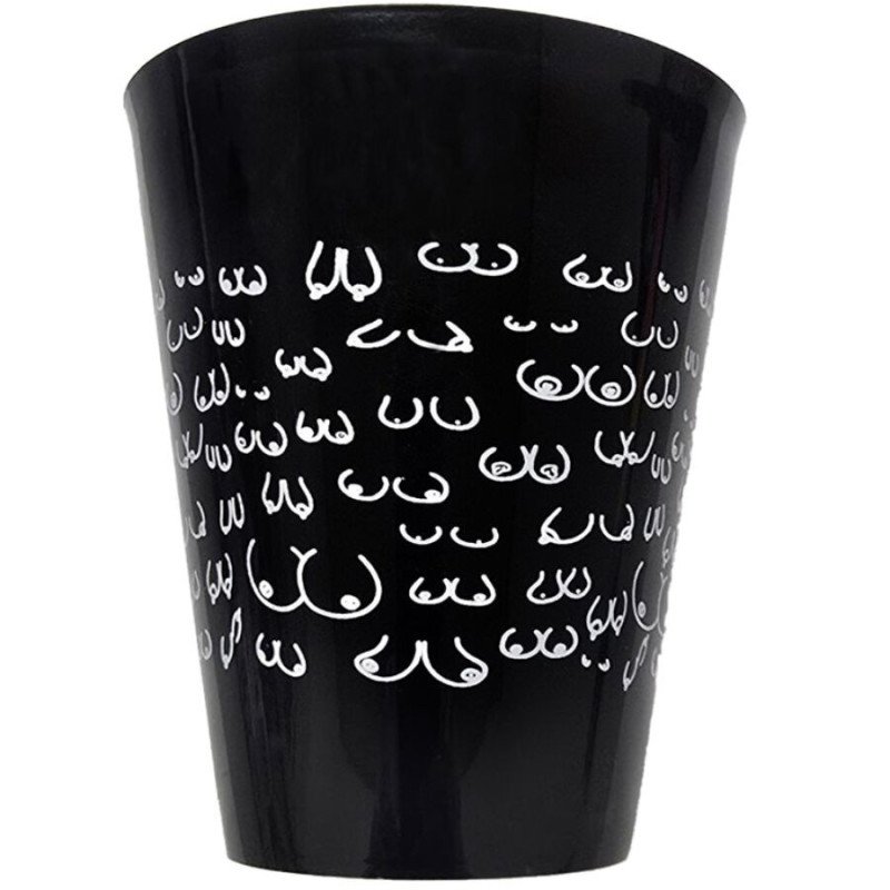 DIABLO PICANTE - VASO NEGRO 500 ML CON TETAS BLANCAS