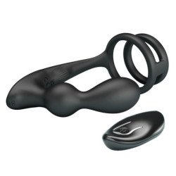 MR PLAY - ANILLO PARA PENE CON PLUG ANAL CON VIBRACIÓN CONTROL REMOTO