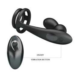 MR PLAY - Tapón anal vibrador con anillo para el pene y control remoto