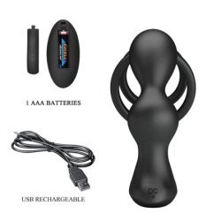 MR PLAY - Tapón anal vibrador con anillo para el pene y control remoto