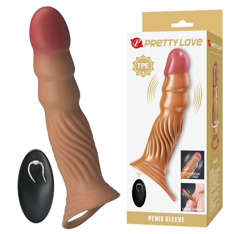 PRETTY LOVE - FUNDA PARA PENE TEXTURIZADA CON VIBRACIÓN Y CONTROL REMOTO