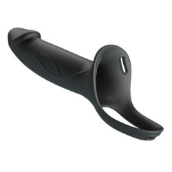 PRETTY LOVE - ARNÉS UNIVERSAL LONDON CON DILDO DE SILICONA NEGRO 16,8 CM