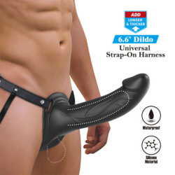 PRETTY LOVE - ARNÉS UNIVERSAL LONDON CON DILDO DE SILICONA NEGRO 16,8 CM