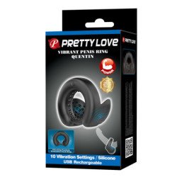 PRETTY LOVE - ANILLO PARA PENE QUENTIN CON ESTIMULADOR TESTÍCULO