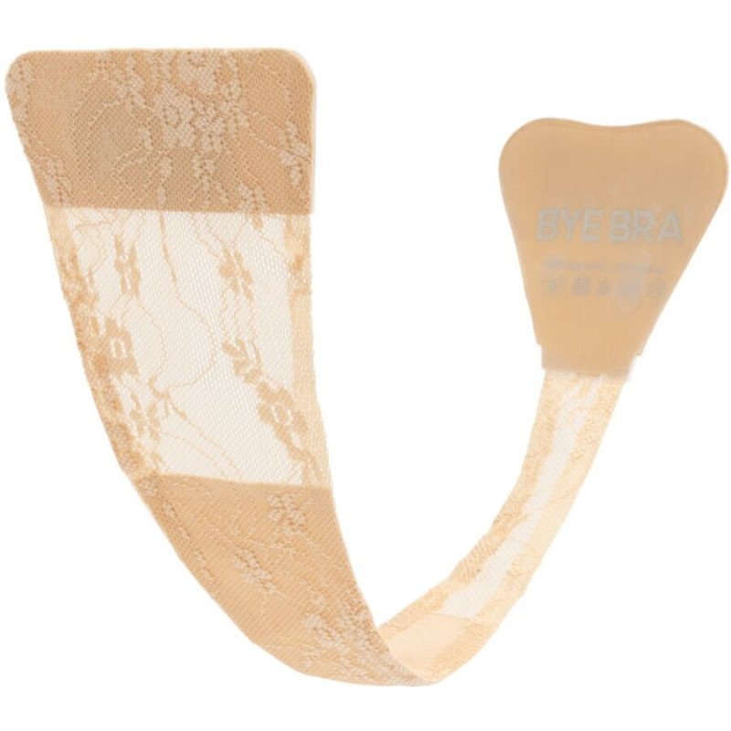 BYE-BRA - TANGA ADHESIVA DE ENCAJE BEIGE TALLA ÚNICA