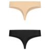 BYE-BRA - TANGA INVISIBLE, PAQUETE DE 2, BEIGE Y NEGRO, TALLA M
