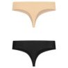 BYE-BRA - TANGA INVISIBLE, PAQUETE DE 2, BEIGE Y NEGRO, TALLA XXL