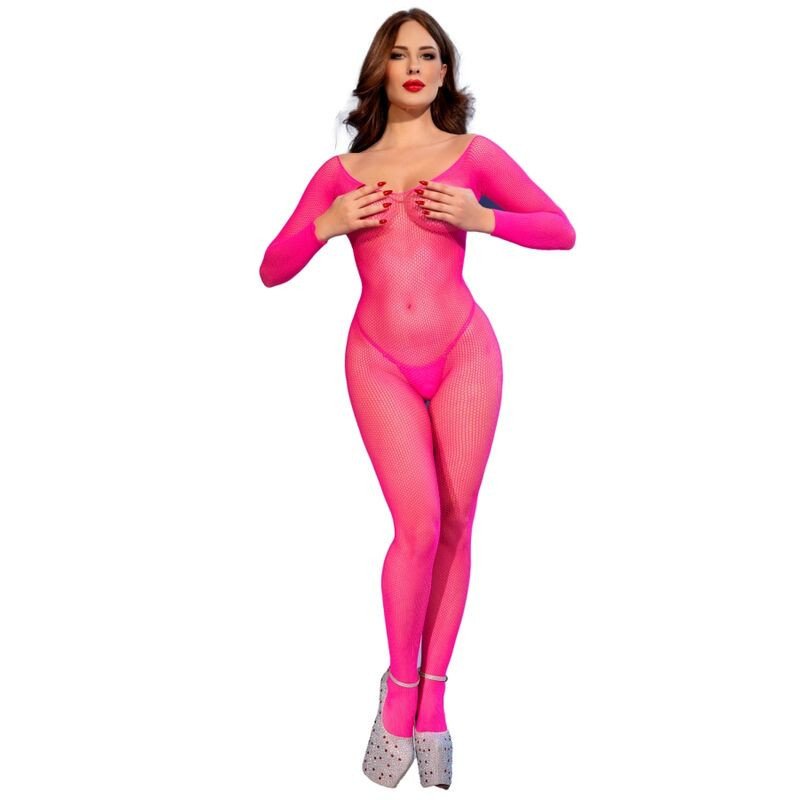 CHILIROSE - CR 4894 BODY STOCK DE MALLA ROSA NEÓN S/M