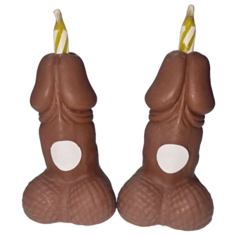 DIABLO PICANTE - VELAS DE CUMPLEAÑOS CON FORMA DE PENE, TONO OSCURO, 2 UNIDADES