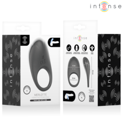 INTENSO - ANILLO VIBRATORIO PARA PENE MERLOTTE CON ESTIMULACIÓN DEL CLÍTORIS NEGRO