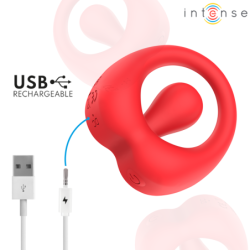 INTENSO - ANILLO VIBRATORIO PARA PENE RUSSELL CON ESTIMULACIÓN DEL CLÍTORIS ROJO
