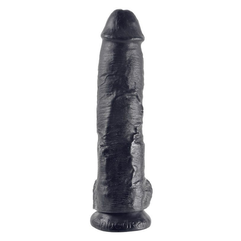 KING COCK - DILDO BLACK WITH BALLS 25.4 CM