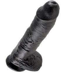 KING COCK - DILDO BLACK WITH BALLS 25.4 CM