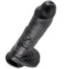 KING COCK - DILDO BLACK WITH BALLS 25.4 CM