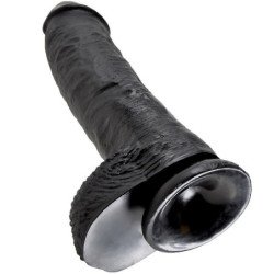 KING COCK - DILDO BLACK WITH BALLS 25.4 CM