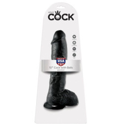 KING COCK - DILDO BLACK WITH BALLS 25.4 CM