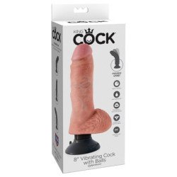 KING COCK - PENE VIBRADOR DE 20,3 CM CON TESTÍCULOS DE CARNE