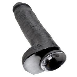 KING COCK - DILDO BLACK WITH BALLS 28 CM