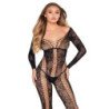 LEG AVENUE - 89369 NET & LACE JUMPSUIT BLACK - ONE SIZE