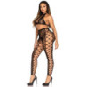 LEG AVENUE - 89372 TOP CORTO Y MALLAS SIN ENTREPIERNA NEGRAS - TALLA ÚNICA