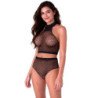 PASSION - BS116 CONJUNTO DE BODY DE MALLA CON PEDRERÍA NEGRA