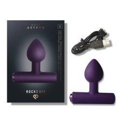 ROCKS-OFF - NOVA ASTRYX TAPÓN ANAL RECARGABLE PREMIUM Y POTENTE DE 16 FUNCIONES, COLOR MORADO